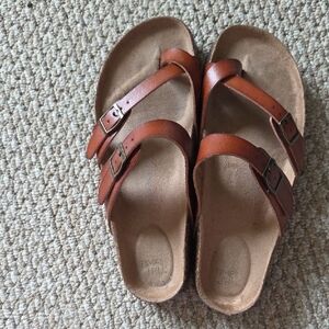 Brown Leather Sandals with Buckles